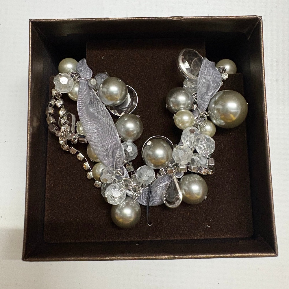 Wholesale Lot of 3 NEW Carolee Pearl Beaded Necklace Silver‎ Gray Gift Box